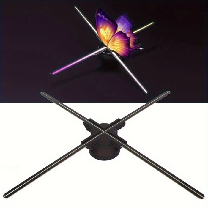 Upgraded 3D Holographic Fan Projector - 16.1" Portable Advertising Display with 700 Video Libraries, 224 LED Lights, 1.2" Thin Design, USB Charging & Astronaut Skateboard Space Theme for Commercial Facade Signs, Parties, Easter, Holographic Decor - 图片 2