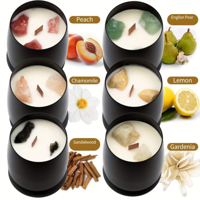 Gift Set of 12, Aromatherapy Candle Set of 6 + Silicone Pads of 6, Safe, Healthy, Risk-free, Crystal Candle Gift Set for Men and Women, Total 60 Ounces Soybean Candle Gifts for Girlfriend, Wife, Sister, Mother, Nurse, Employee's Perfect Gift, Christmas Gift, Thanksgiving Gift, Mother's Day Gift - 图片 6
