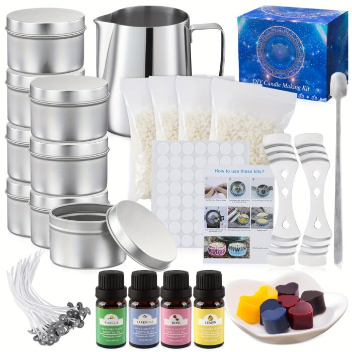 135 complete DIY candle making kits with essential oils - beginner friendly, including soy wax, stirring spoons, measuring cups, storage jars, colored wax blocks and more - perfect for making holiday gifts, candle making supplies, perfect for Mother's Day, perfect for Easter. - 图片 2