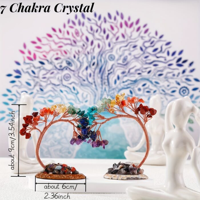 [Magic Crystal] 2pcs Crystal Tree Of Life with Agate Base - Good Luck Money Tree, Gift, Beauty, Decorative Article, Home Decoration, Decor for Good Luck Wealth & Prosperity - 图片 2