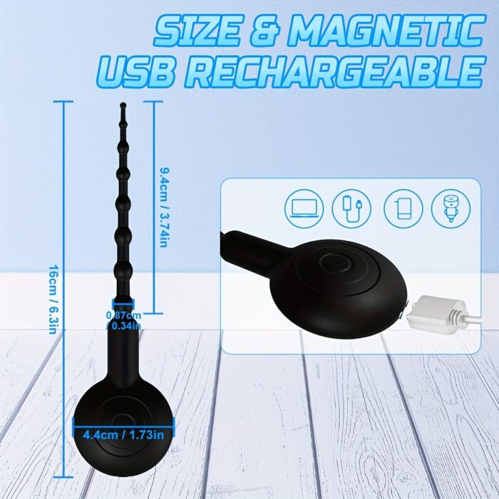 1pc Vibrating Urethral Sounds Penis Plug Male Sex Toys, Penis Dilators Male Masturbation For Penis Stimulation With 10 Vibration Modes, Flexible Silicone Urethral Plug Beads With 8 Gradually Increase Beads Sex Toy For Men - 图片 10