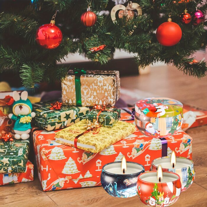 1 Box Of 16pcs 6*4cm [2.4*1.6in] 2.5oz*16 Christmas Pattern Canned Scented Plant Essential Oil Soybean Wax Scented Candle - Soybean Wax, Versatile, This Scented Candle Is Ideal For Gift Sets, Holidays And Festivals, And Home Improvement - 图片 8