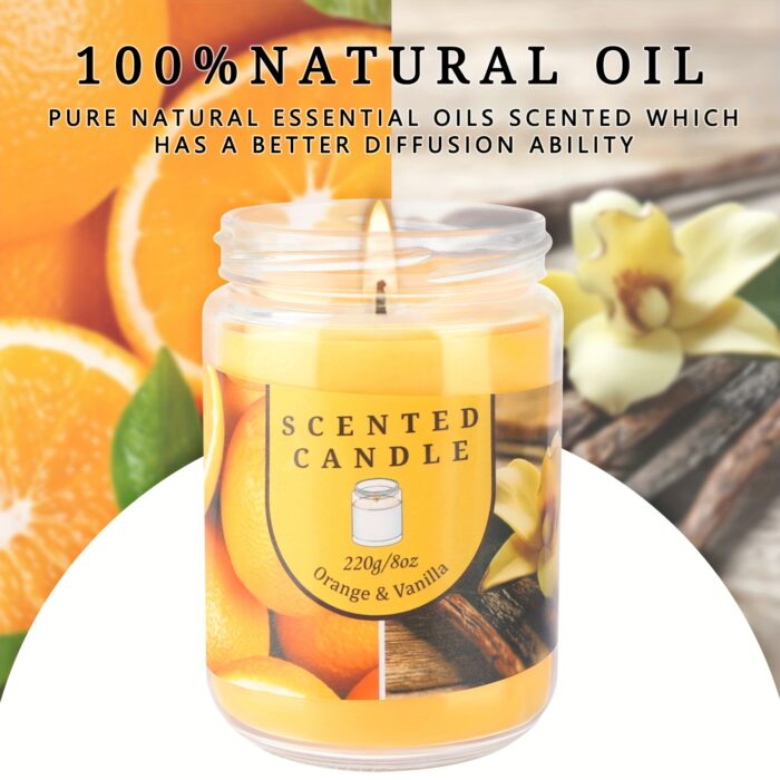 Pack of 2 Orange & Vanilla Blossom Odor Elimination Scented Candles Gift Set for Women, Soy Wax Candles for Home - 图片 9