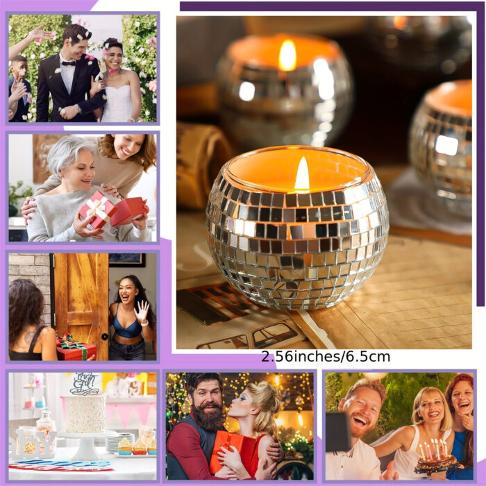 10 Pcs Soy Candles with Essential Oils Scented Candle Gifts for Women, Mirror Disco Ball Candle Storage, Bulk Wedding 70s Disco Party Decoration Teacher Mom Home Birthday Gifts - 图片 7