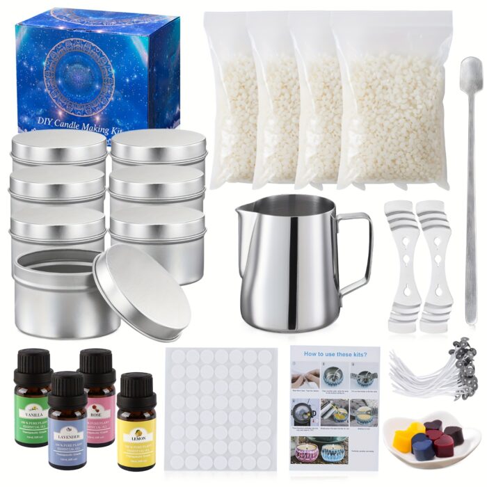 135 complete DIY candle making kits with essential oils - beginner friendly, including soy wax, stirring spoons, measuring cups, storage jars, colored wax blocks and more - perfect for making holiday gifts, candle making supplies, perfect for Mother's Day, perfect for Easter. - 图片 10
