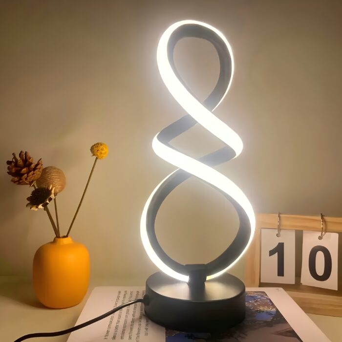 [Dimmable Spiral LED Lamp] Dimmable Modern Spiral LED Table Lamp | Touch Control Desk Light with Metal Base, Adjustable Brightness, USB Powered, Sleek White & Black Design for Bedroom, Living Room, Office, or Bar Decor - 图片 14