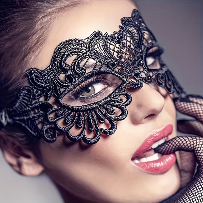 [Sexy Lace Mask] Sexy Black Lace Mask | Party Half Face Styling Halloween Costume Mask - 图片 11