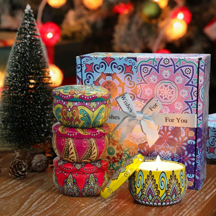 Scented Candles Gift Set, 8% Essential Oil, 4pcs Aromatherapy Candle, Relax Gifts for Women, 120H Burning, Candles for Home Scented, Ideal for Birthday, Christmas, Thanksgiving, Mother's Day - 图片 13