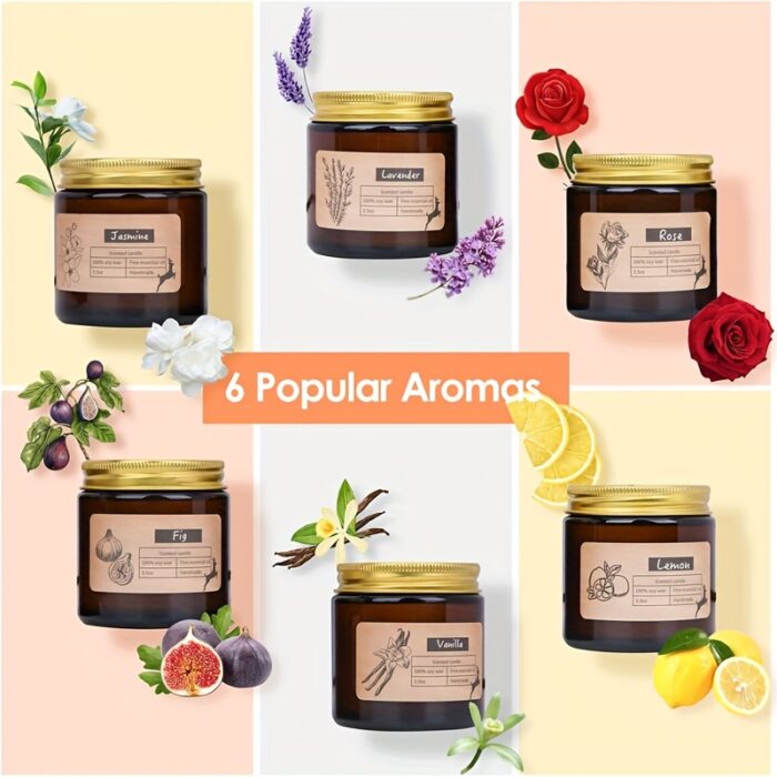 6pcs Aromatherapy Scented Candles for Home Natural Decorative Soy Candles In Glass Jars Portable Travel Candles Yoga Mother's Day Valentine's Day Birthday Gift for Father's Day - 图片 9