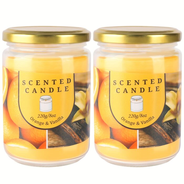 Pack of 2 Orange & Vanilla Blossom Odor Elimination Scented Candles Gift Set for Women, Soy Wax Candles for Home - 图片 8