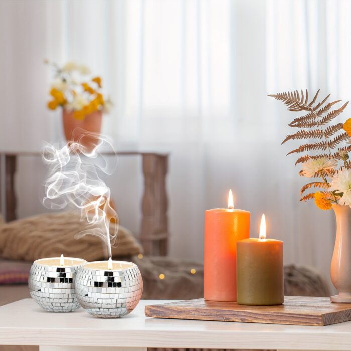 10 Pcs Soy Candles with Essential Oils Scented Candle Gifts for Women, Mirror Disco Ball Candle Storage, Bulk Wedding 70s Disco Party Decoration Teacher Mom Home Birthday Gifts - 图片 6