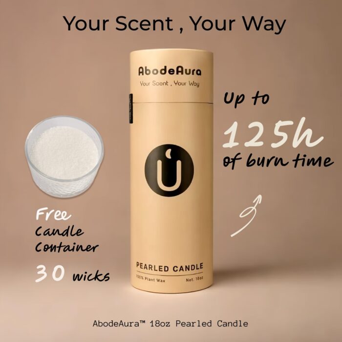 [18oz Sea Breeze Scented Candle] Scented Pearled Candle - Oceanic Blossom Candle Set: 18oz Sea Breeze & Jasmine Scent, Pearlized Floating Long Lasting Candles, Refillable Sand Candle with 30 Wicks, Levitating White Palm Wax Candle in Glass Holder - 图片 10