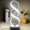 [Dimmable Spiral LED Lamp] Dimmable Modern Spiral LED Table Lamp | Touch Control Desk Light with Metal Base, Adjustable Brightness, USB Powered, Sleek White & Black Design for Bedroom, Living Room, Office, or Bar Decor - 图片 13
