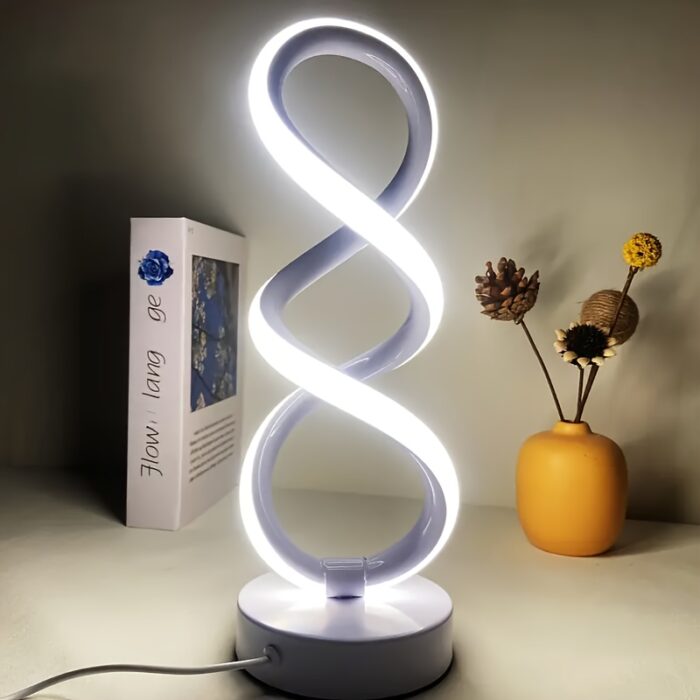 [Dimmable Spiral LED Lamp] Dimmable Modern Spiral LED Table Lamp | Touch Control Desk Light with Metal Base, Adjustable Brightness, USB Powered, Sleek White & Black Design for Bedroom, Living Room, Office, or Bar Decor - 图片 13