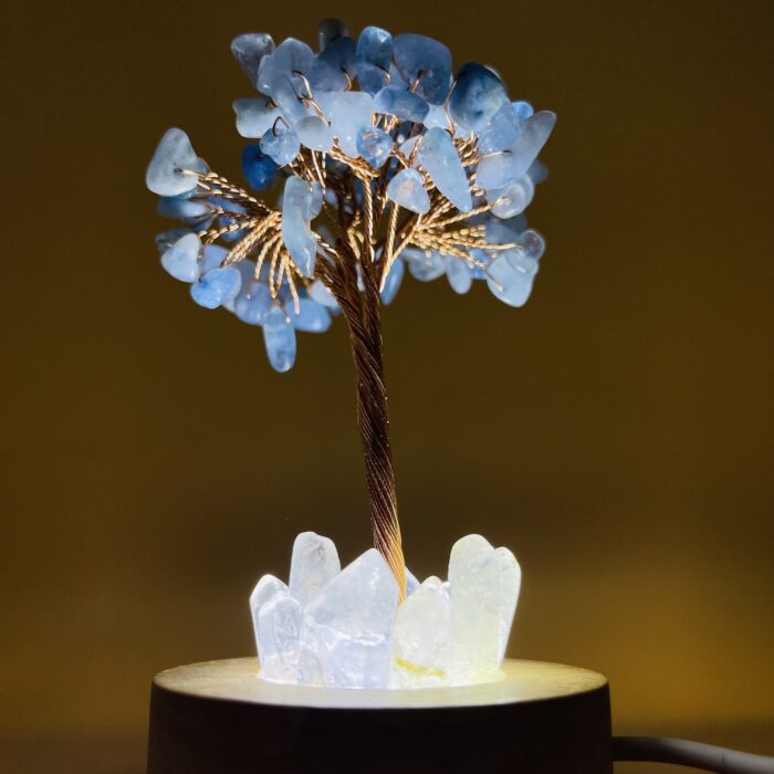 [Magic Crystal, Handmade Night Light] Natural Crystal Tree Night Light - Handmade Clear Quartz with Wood Base - Decorative Bedside Atmosphere Lamp, Home & Office Decor, Gift Idea - 图片 10
