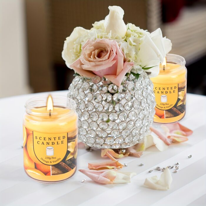 Pack of 2 Orange & Vanilla Blossom Odor Elimination Scented Candles Gift Set for Women, Soy Wax Candles for Home - 图片 7