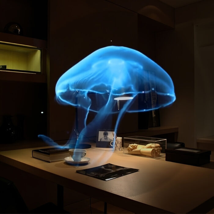 Upgraded 3D Holographic Fan Projector - 16.1" Portable Advertising Display with 700 Video Libraries, 224 LED Lights, 1.2" Thin Design, USB Charging & Astronaut Skateboard Space Theme for Commercial Facade Signs, Parties, Easter, Holographic Decor - 图片 9
