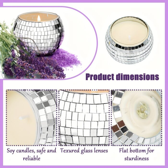 10 Pcs Soy Candles with Essential Oils Scented Candle Gifts for Women, Mirror Disco Ball Candle Storage, Bulk Wedding 70s Disco Party Decoration Teacher Mom Home Birthday Gifts - 图片 5