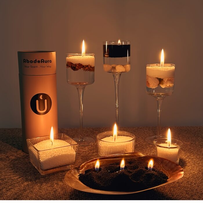 [18oz Sea Breeze Scented Candle] Scented Pearled Candle - Oceanic Blossom Candle Set: 18oz Sea Breeze & Jasmine Scent, Pearlized Floating Long Lasting Candles, Refillable Sand Candle with 30 Wicks, Levitating White Palm Wax Candle in Glass Holder - 图片 9