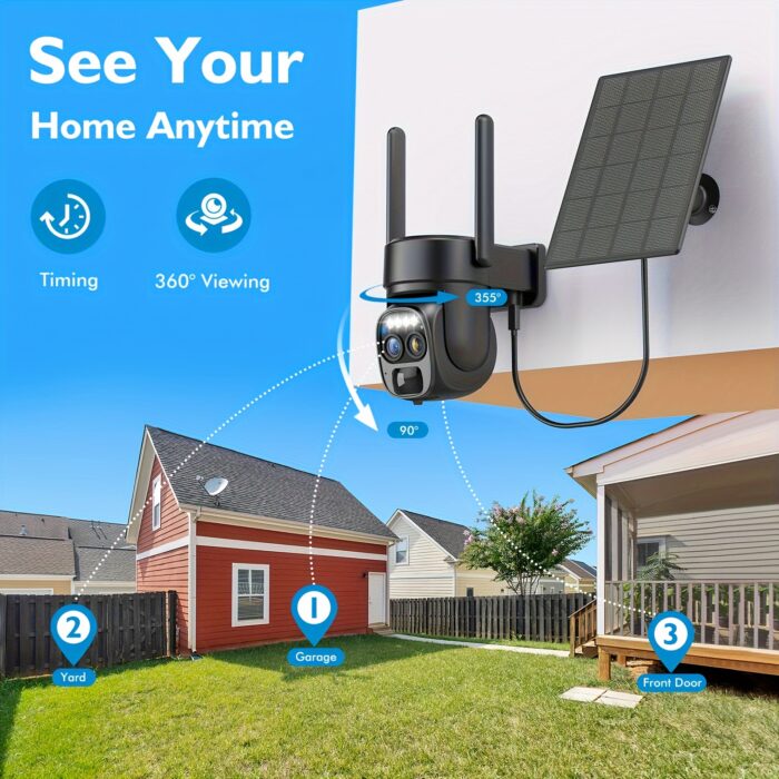 Hawkray [10x Zoom] 360-degree Low-power Cctv Solar Panel Battery 2K FHD WiFi Camrea With Spotlight Alarm, Motion Detection, Color Night Vision, Two-way Audio - 图片 9
