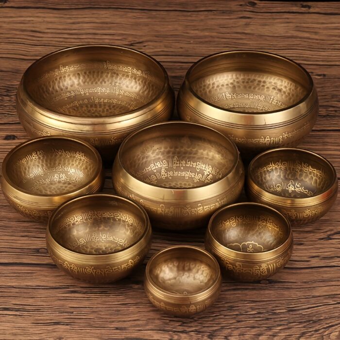 Retro Classic Brass Singing Bowl with Six Character Mantra Scripture - Yoga Meditation Feng Shui Ornament, Six Character Mantra Scripture, Praising Bowl, Perfect for Room Decor - 图片 6