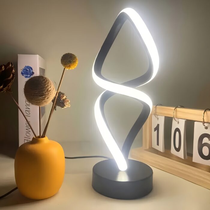 [Dimmable Spiral LED Lamp] Dimmable Modern Spiral LED Table Lamp | Touch Control Desk Light with Metal Base, Adjustable Brightness, USB Powered, Sleek White & Black Design for Bedroom, Living Room, Office, or Bar Decor - 图片 12