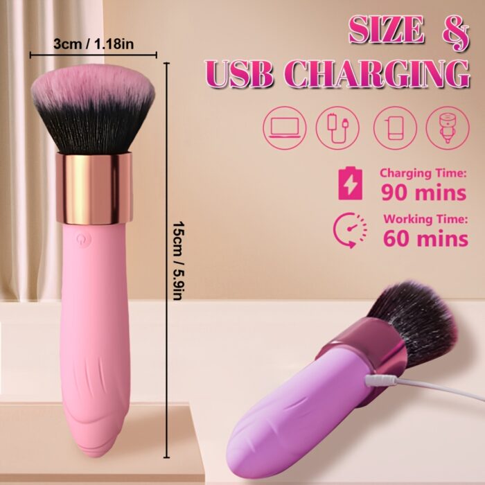 1pc Brush Vibrator Wand Magic Female Sex Toy, Silicone Mini Vibrator Adult Sex Toy for Nipple G-spot Clitoris Massager with 10 Vibration Modes, Detachable Makeup Brush Sex Tool for Women Couples - 图片 10