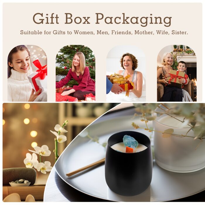 Gift Set of 12, Aromatherapy Candle Set of 6 + Silicone Pads of 6, Safe, Healthy, Risk-free, Crystal Candle Gift Set for Men and Women, Total 60 Ounces Soybean Candle Gifts for Girlfriend, Wife, Sister, Mother, Nurse, Employee's Perfect Gift, Christmas Gift, Thanksgiving Gift, Mother's Day Gift - 图片 2