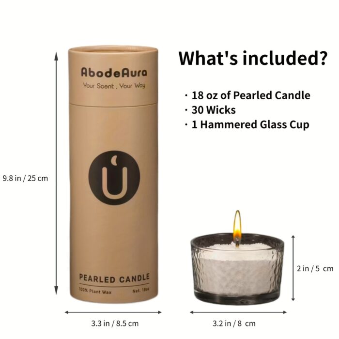 [18oz Sea Breeze Scented Candle] Scented Pearled Candle - Oceanic Blossom Candle Set: 18oz Sea Breeze & Jasmine Scent, Pearlized Floating Long Lasting Candles, Refillable Sand Candle with 30 Wicks, Levitating White Palm Wax Candle in Glass Holder - 图片 8