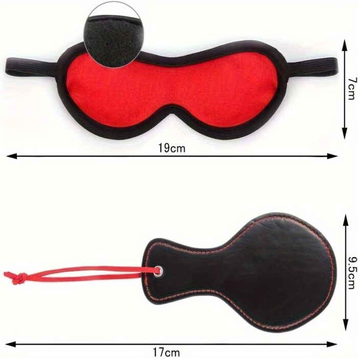 13 PCS Extreme Bondage Set] 13 PCS SM Bondage Set, Sex Toys, Extreme Sex, BDSM Bondage Sex Set, Couples Erotic Toys, SM Sex Toys with Handcuffs, Ankle Mask, for Beginners and SM Enthusiasts (Black and red) - 图片 2