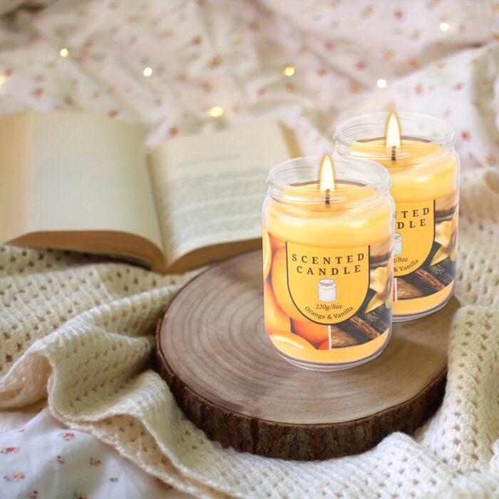 Pack of 2 Orange & Vanilla Blossom Odor Elimination Scented Candles Gift Set for Women, Soy Wax Candles for Home - 图片 6