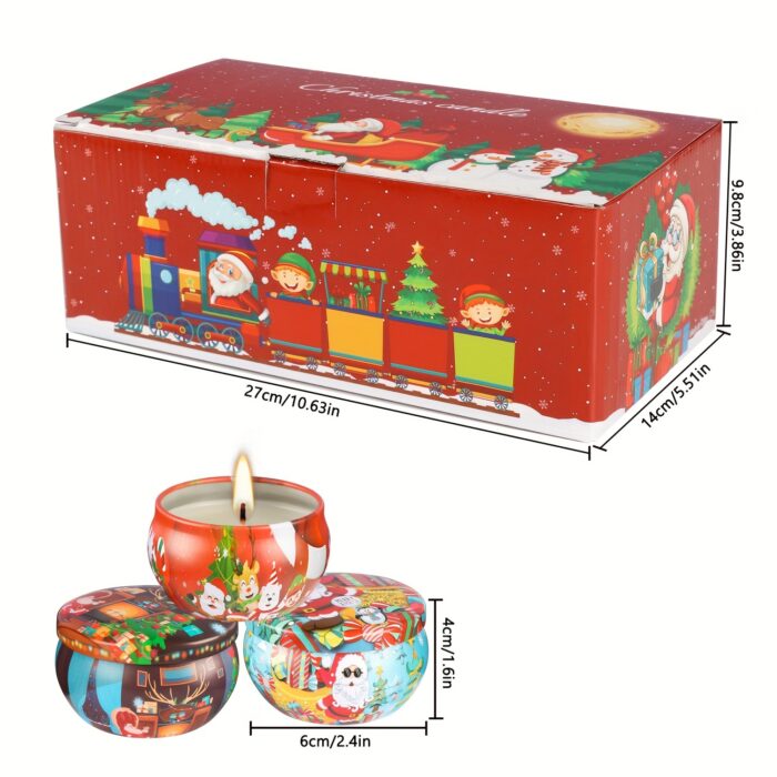 1 Box Of 16pcs 6*4cm [2.4*1.6in] 2.5oz*16 Christmas Pattern Canned Scented Plant Essential Oil Soybean Wax Scented Candle - Soybean Wax, Versatile, This Scented Candle Is Ideal For Gift Sets, Holidays And Festivals, And Home Improvement - 图片 4