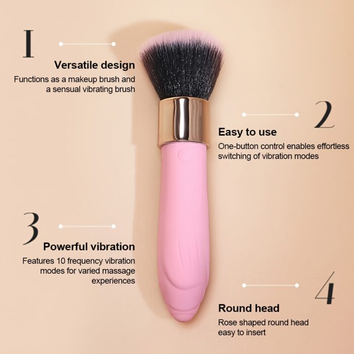 1pc Brush Vibrator Wand Magic Female Sex Toy, Silicone Mini Vibrator Adult Sex Toy for Nipple G-spot Clitoris Massager with 10 Vibration Modes, Detachable Makeup Brush Sex Tool for Women Couples - 图片 8