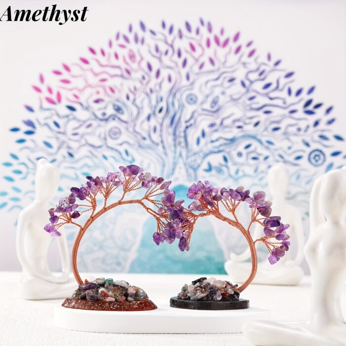 [Magic Crystal] 2pcs Crystal Tree Of Life with Agate Base - Good Luck Money Tree, Gift, Beauty, Decorative Article, Home Decoration, Decor for Good Luck Wealth & Prosperity - 图片 7