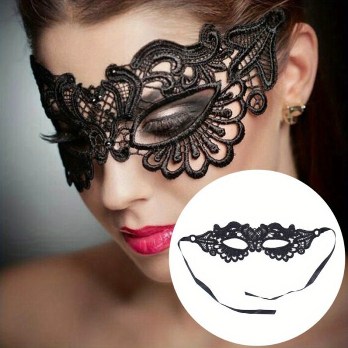 [Sexy Lace Mask] Sexy Black Lace Mask | Party Half Face Styling Halloween Costume Mask - 图片 6