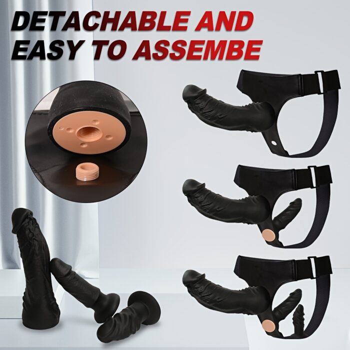 1pc Strap On Harness Dildos Female Sex Toys, Detachable Liquid Silicone Dildos Adult Sex Toy for Vagina G Spot Anal Stimulation, Elastic Adjustable Waist Realistic Penis for Women Lesbian Couples Sex Fun Game - 图片 5