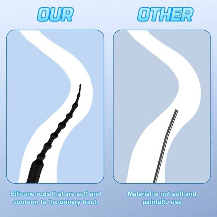 1pc Vibrating Urethral Sounds Penis Plug Male Sex Toys, Penis Dilators Male Masturbation For Penis Stimulation With 10 Vibration Modes, Flexible Silicone Urethral Plug Beads With 8 Gradually Increase Beads Sex Toy For Men - 图片 3