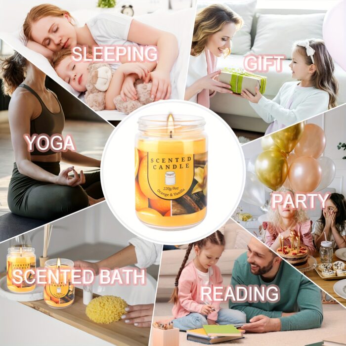 Pack of 2 Orange & Vanilla Blossom Odor Elimination Scented Candles Gift Set for Women, Soy Wax Candles for Home - 图片 3