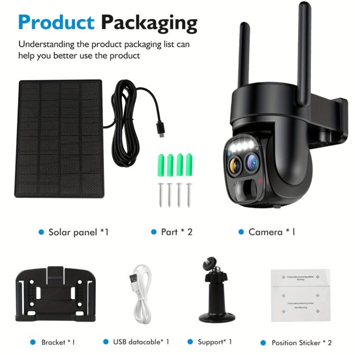 Hawkray [10x Zoom] 360-degree Low-power Cctv Solar Panel Battery 2K FHD WiFi Camrea With Spotlight Alarm, Motion Detection, Color Night Vision, Two-way Audio - 图片 4