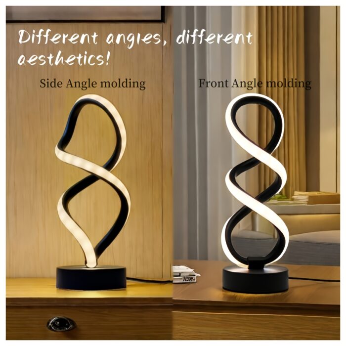 [Dimmable Spiral LED Lamp] Dimmable Modern Spiral LED Table Lamp | Touch Control Desk Light with Metal Base, Adjustable Brightness, USB Powered, Sleek White & Black Design for Bedroom, Living Room, Office, or Bar Decor - 图片 7