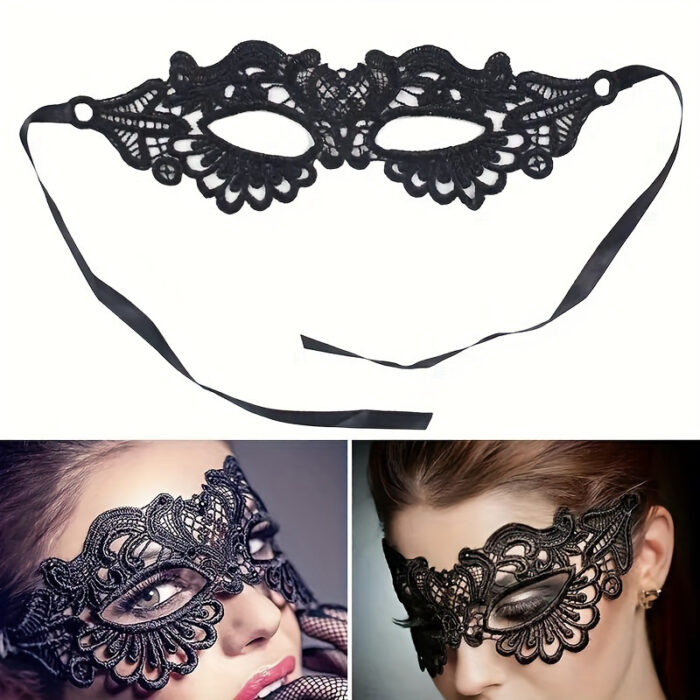 [Sexy Lace Mask] Sexy Black Lace Mask | Party Half Face Styling Halloween Costume Mask - 图片 4