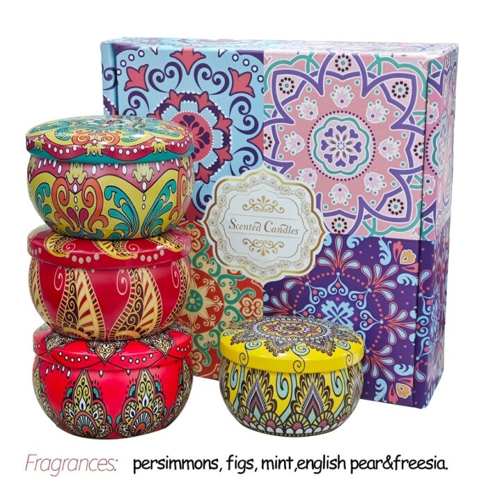 Scented Candles Gift Set, 8% Essential Oil, 4pcs Aromatherapy Candle, Relax Gifts for Women, 120H Burning, Candles for Home Scented, Ideal for Birthday, Christmas, Thanksgiving, Mother's Day - 图片 6