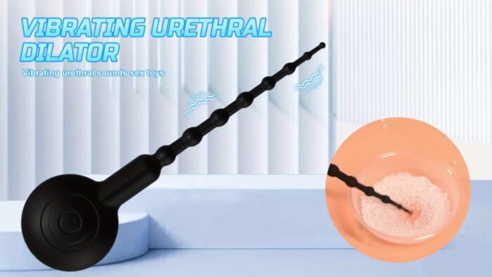 1pc Vibrating Urethral Sounds Penis Plug Male Sex Toys, Penis Dilators Male Masturbation For Penis Stimulation With 10 Vibration Modes, Flexible Silicone Urethral Plug Beads With 8 Gradually Increase Beads Sex Toy For Men - 图片 2