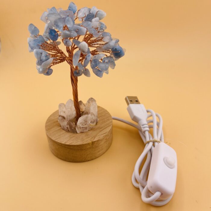[Magic Crystal, Handmade Night Light] Natural Crystal Tree Night Light - Handmade Clear Quartz with Wood Base - Decorative Bedside Atmosphere Lamp, Home & Office Decor, Gift Idea - 图片 3