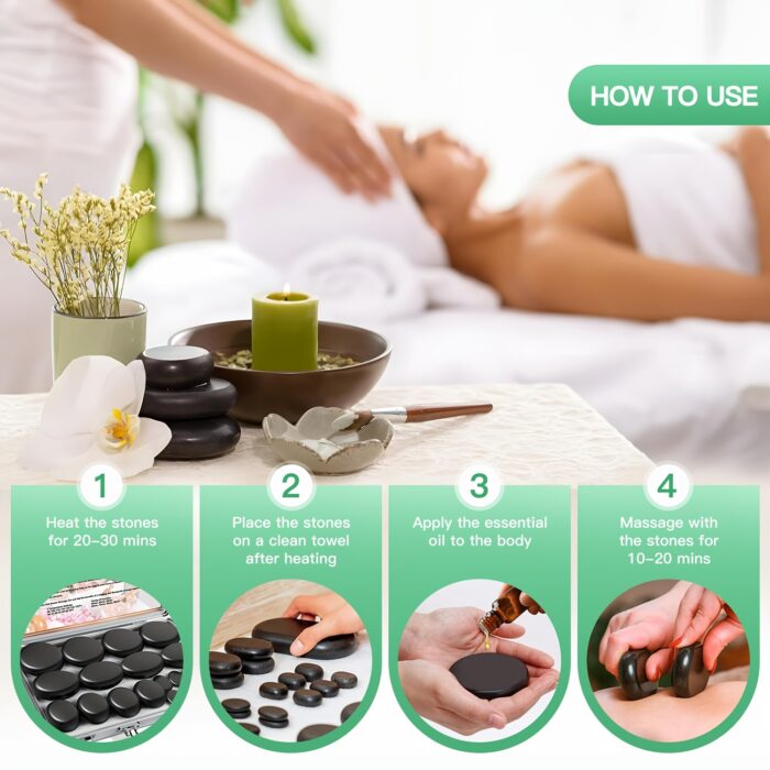 [Temperature Adjustment] Hot Stones Massage Set | 10pcs | Temperature Adjustment | Professional Massage Tool for Spa - 图片 2