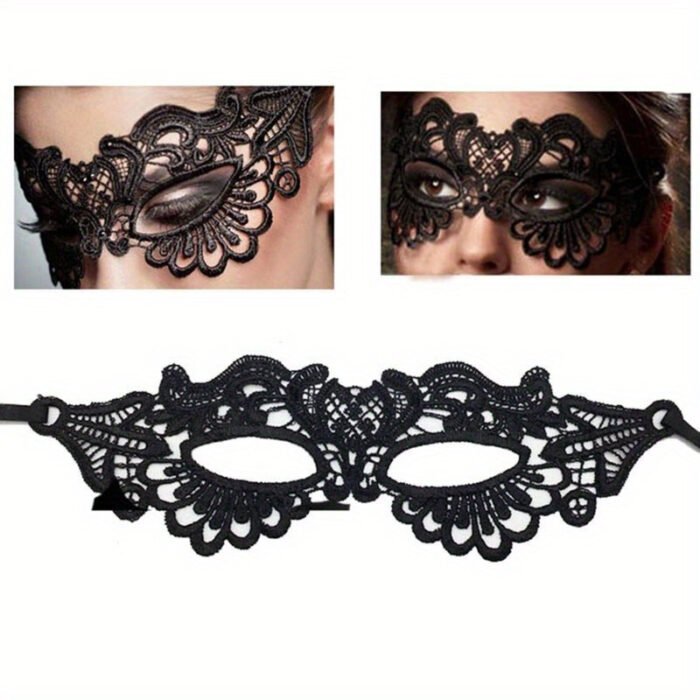[Sexy Lace Mask] Sexy Black Lace Mask | Party Half Face Styling Halloween Costume Mask - 图片 3
