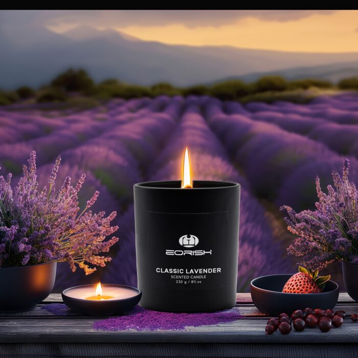 [Scented Soy Candle] E Orchish Scented Soy Candle | Jasmine, Tea, Lavender, Berry, Cherry, Zen Tea, Peach Fragrances - Round Black Jar with Golden Accents, Ideal for Parties, Weddings, Anniversaries, Holidays, Home Decor - 图片 8