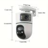 1pc 4K Outdoor Dual Lens WiFi Security Camera with Motion Detection, Two-Way Audio, 3-Night Vision, SDHC/SDXC Card Support, USB Powered for Home Surveillance, Dualscreen Display | Highresolution Recording - 图片 3