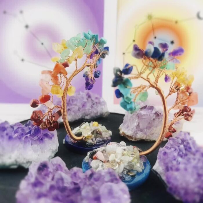 [Magic Crystal] 2pcs Crystal Tree Of Life with Agate Base - Good Luck Money Tree, Gift, Beauty, Decorative Article, Home Decoration, Decor for Good Luck Wealth & Prosperity - 图片 3