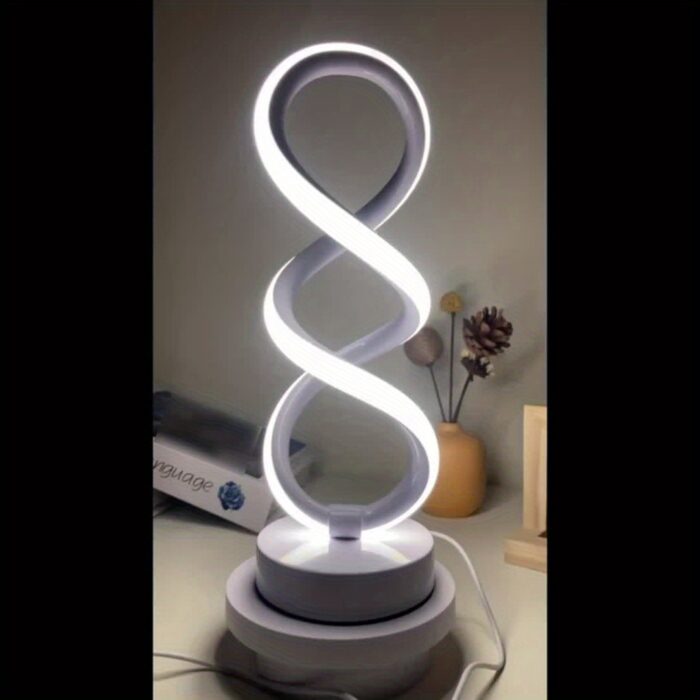 [Dimmable Spiral LED Lamp] Dimmable Modern Spiral LED Table Lamp | Touch Control Desk Light with Metal Base, Adjustable Brightness, USB Powered, Sleek White & Black Design for Bedroom, Living Room, Office, or Bar Decor - 图片 3